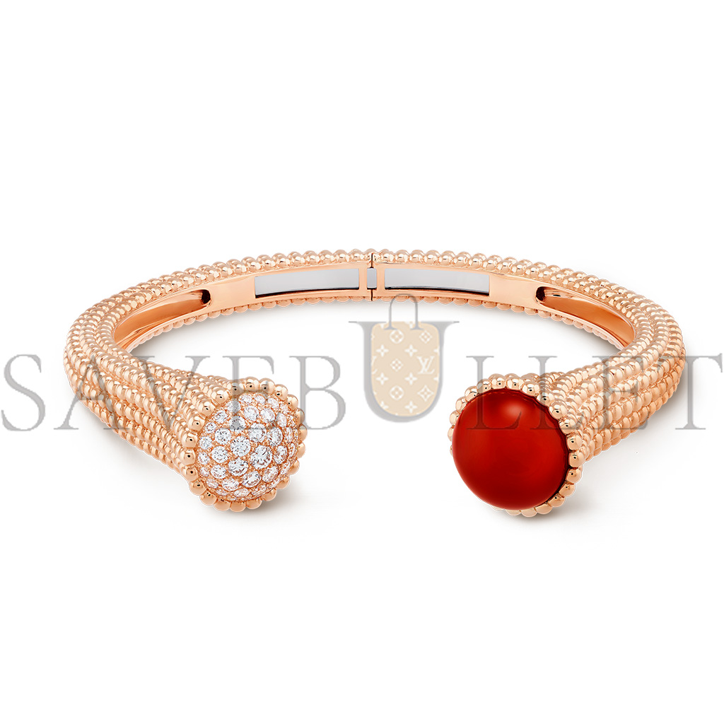 v*n cl*f arpels perlÉe couleurs bracelet, medium model - rose gold, carnelian, Di*m*nd vcarp27400
